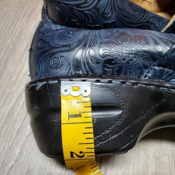 GH Bass & Co Womens Sheena Blue & Black Floral Embossed Tooled Clog Shoe Sz 9.5M - Picture 11 of 14
